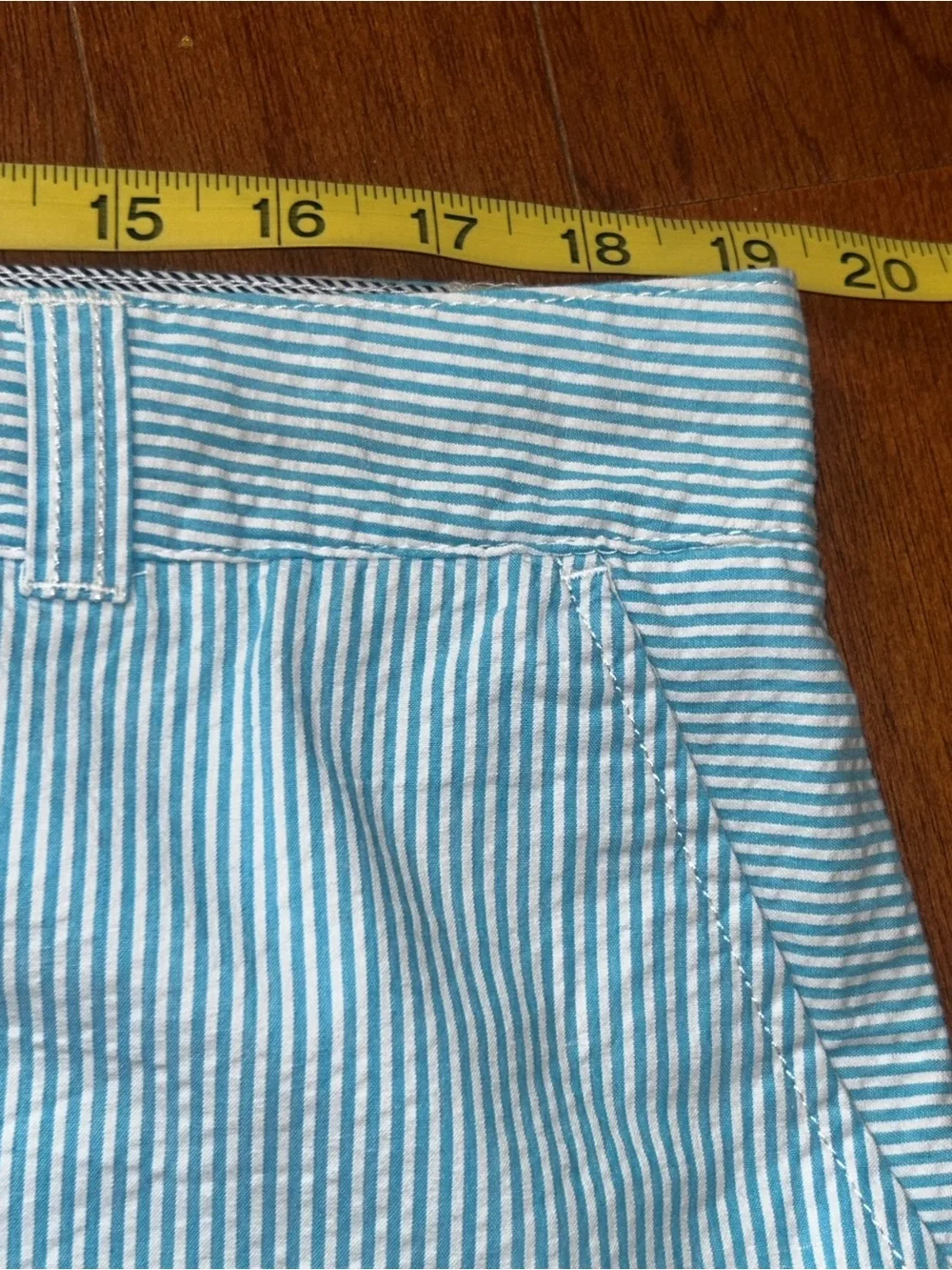 Crown & Ivy Seersucker Boating Pants Cropped Cotton Chino Sz 14 Coastal Nautical